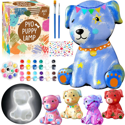 FUNZBO 4.3in Paint Your Own Dinosaur Lamp Kit - Arts and Crafts Supplies Painting for Kids Teens, DIY Night Light Dinosaur Toy for Boy Girl 3 4 5 6 7 8 9 10 11 12 Birthday Gift