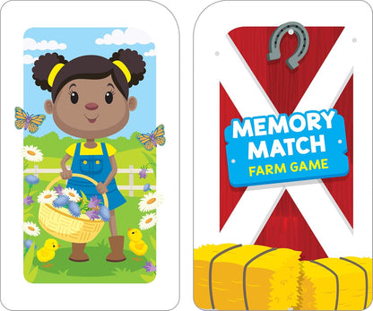 School Zone Get Ready Game Cards Go Fish & Memory Match Farm 2-Pack: 108 Flash Cards, Preschool, Kindergarten, Alphabet, Letters, Animals, Word-Picture Association, Matching, Memory, Ages 3+