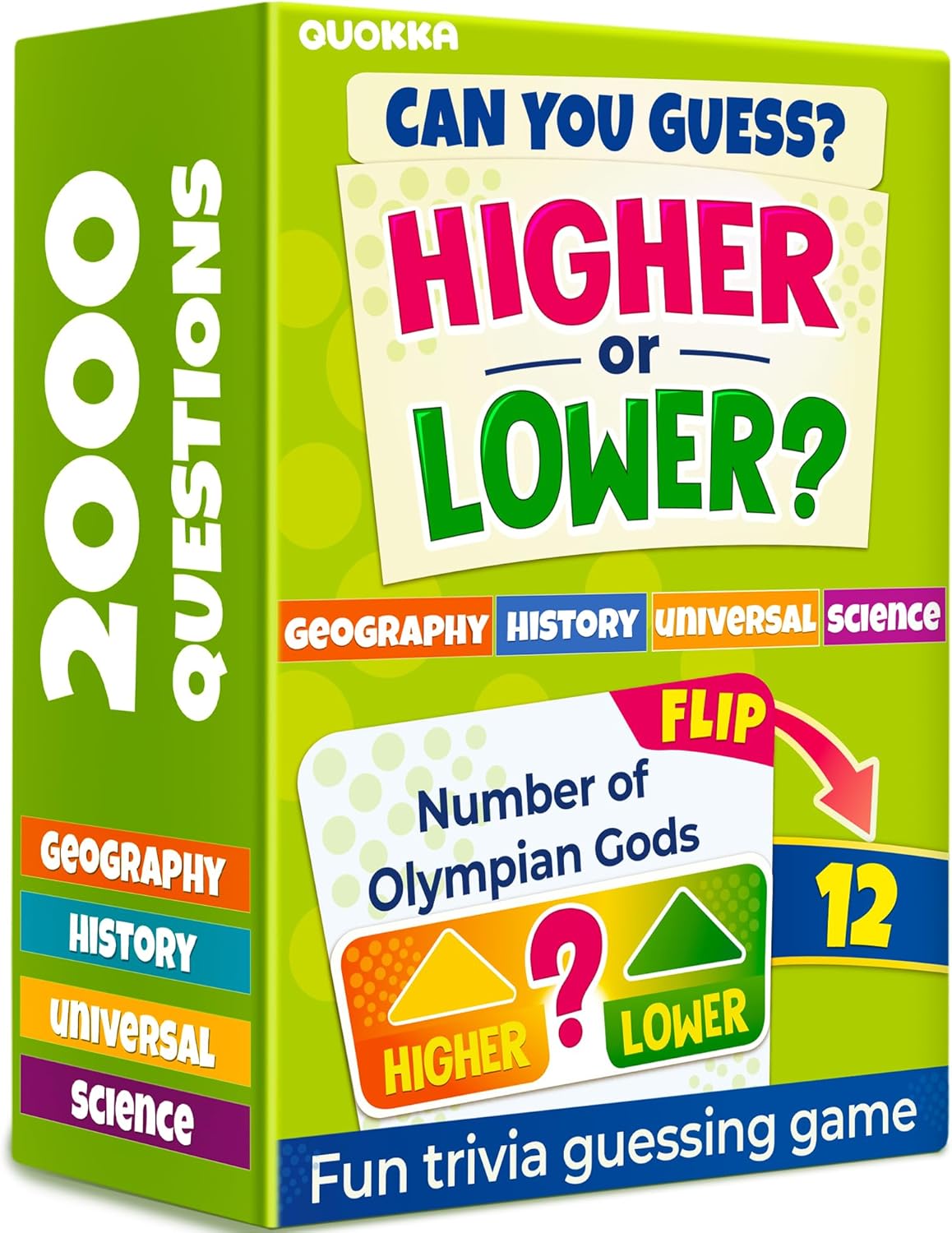 QUOKKA Trivia Board Games for Kids and Adults – Family Board Games for Family Game Night – Higher or Lower Trivia Cards for Kids 8-12 – Guess Fun Questions – Educational Card Game for Families&Teens
