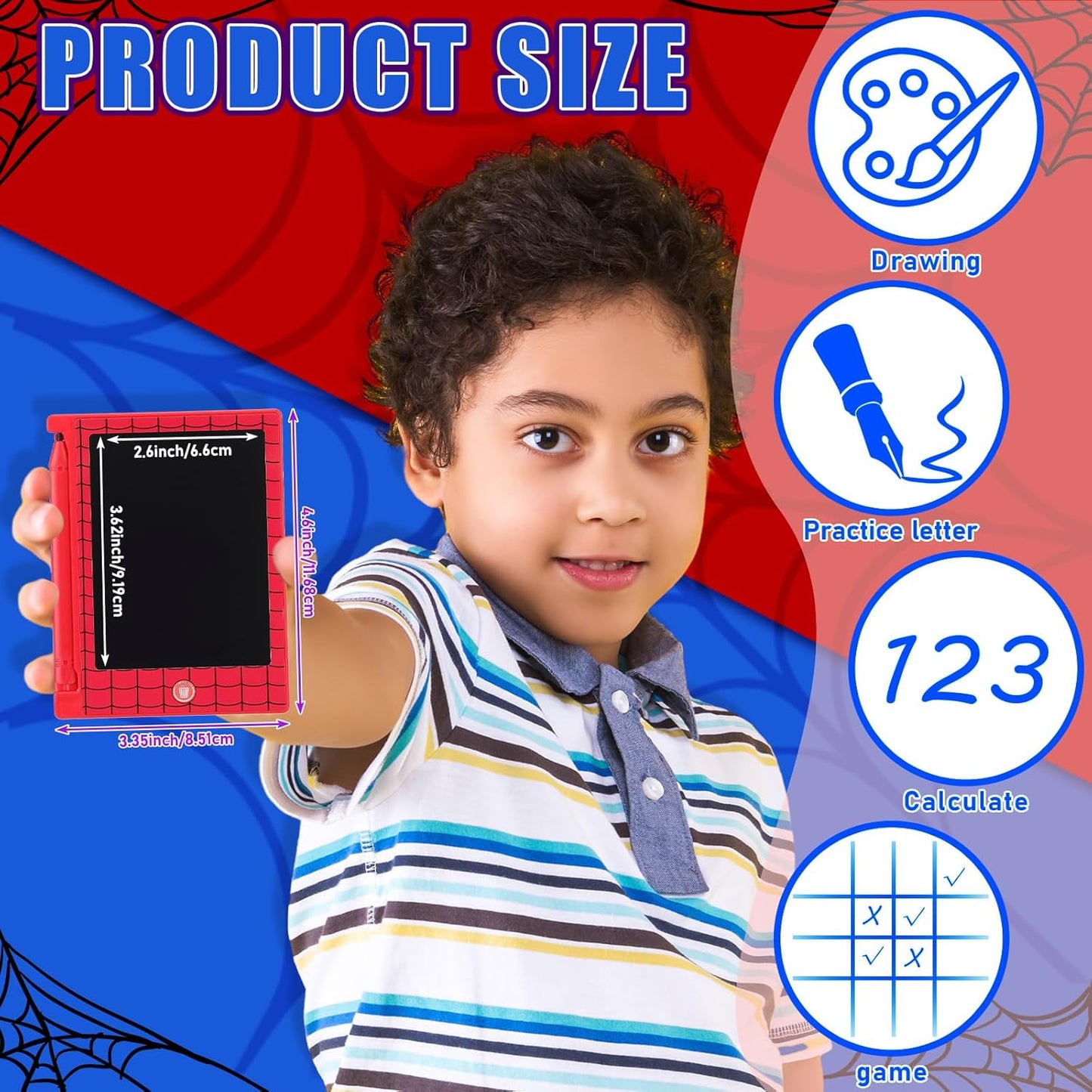 Nezyo 24 Pack Toy Inspires Party Favors Supplies, LCD Writing Tablet for Kids, 4.6'' Mini Board Drawing Tablet, Cartoon Goodie Bags Stuffers Birthday Toddler Boy Student Gifts