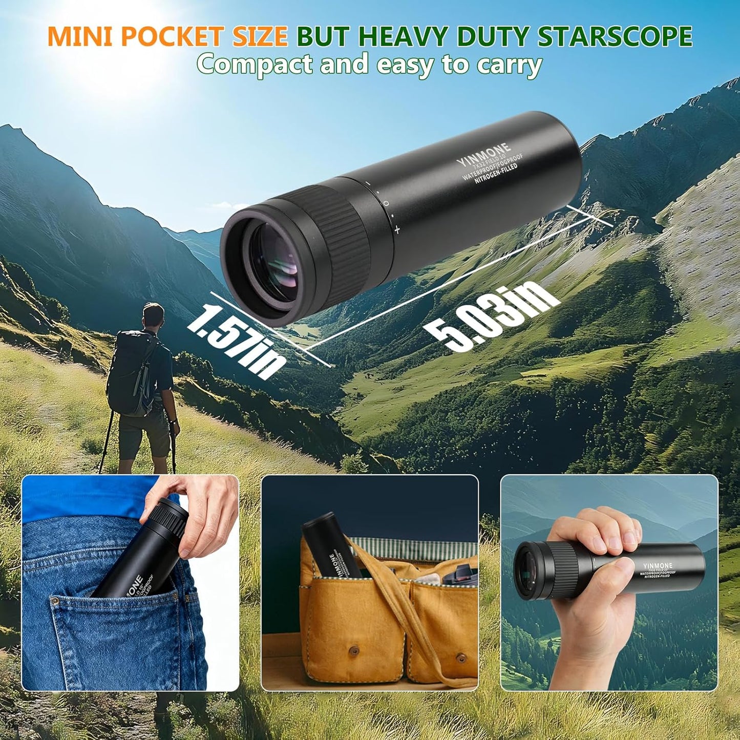 2026 New ED+LAK 12X33 Handheld Monocular Telescope Waterproof with Phone Adapter,PXA&FMC&BAK4 Lens,Ultra Clear High Power Pocket Small Compact Monocular for Kids&Adults Travel Birdwatching Hiking