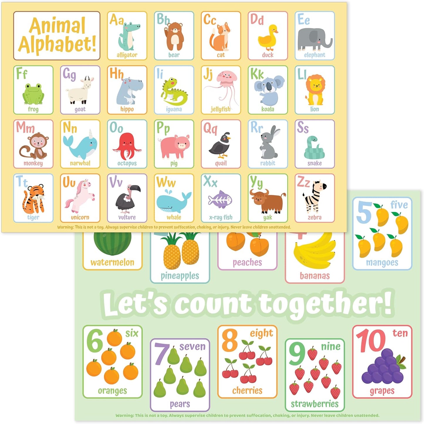Bright Seed Disposable Placemats for Baby, Toddlers and Kids, Animals ABC & Numbers, 40 Disposable Baby mats for Restaurant, Dining Table & Travel, Learning Placemats for Kids, Toddler Travel