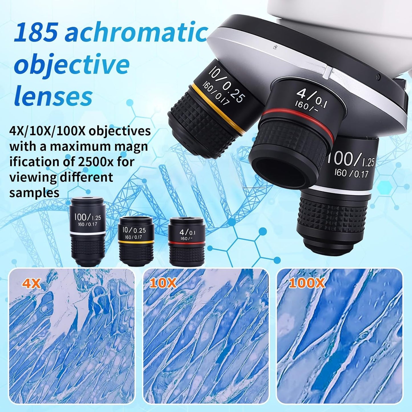 Microscope for Kids & Adults, 40X-2500X High-Power Compound Microscope for Students, School Lab & Home Schooling,Features Prepared Slides & Phone Holder