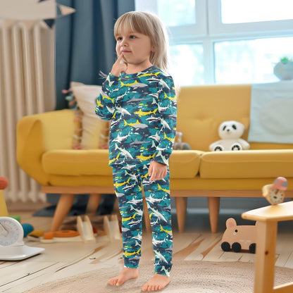 ALAZA Shark Starfish Palm Tree 2 Piece Pajama Set Long Sleeve Top and Pants Sleepwear Unisex - Colors A
