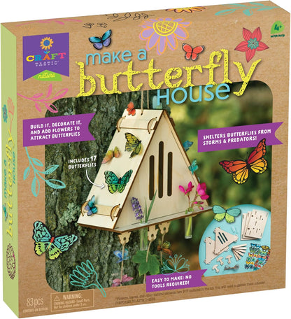 Craft-Tastic — Make A Butterfly House — DIY Nature Craft — No Tools Needed — Decorate Your House with Flowers — Ages 4+ with Help