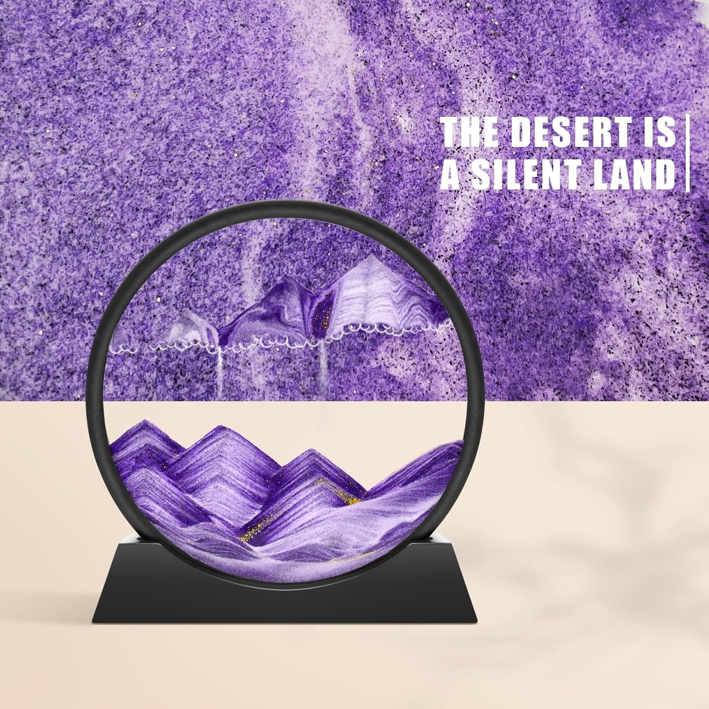 Wai Danie Moving Sand Art Picture 3D Hourglass Deep Sea Sandscape Liquid Motion Display Painting Flowing Sand Frame Relaxing Desktop Home Office Work Decor (Black, 12 Inches)