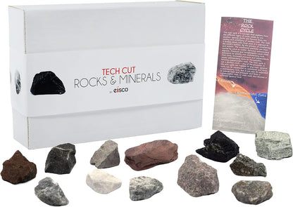 EISCO Rock Cycle Kit - 12 Pieces - Metamorphic, Igneous & Sedimentary Rocks - 1" Specimens - Geology Activity for Ages 8+
