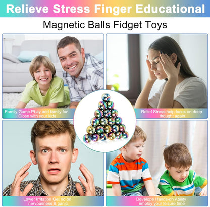 21Pcs Magnet Rainbow Ball Fidget Toy, DIY Hematite Stones Toys for Adults, Science Kit for Anxiety Relief, Magnetic Rattle Snake Birthday Easter Gift Egg Filler Stuffer Party Favors