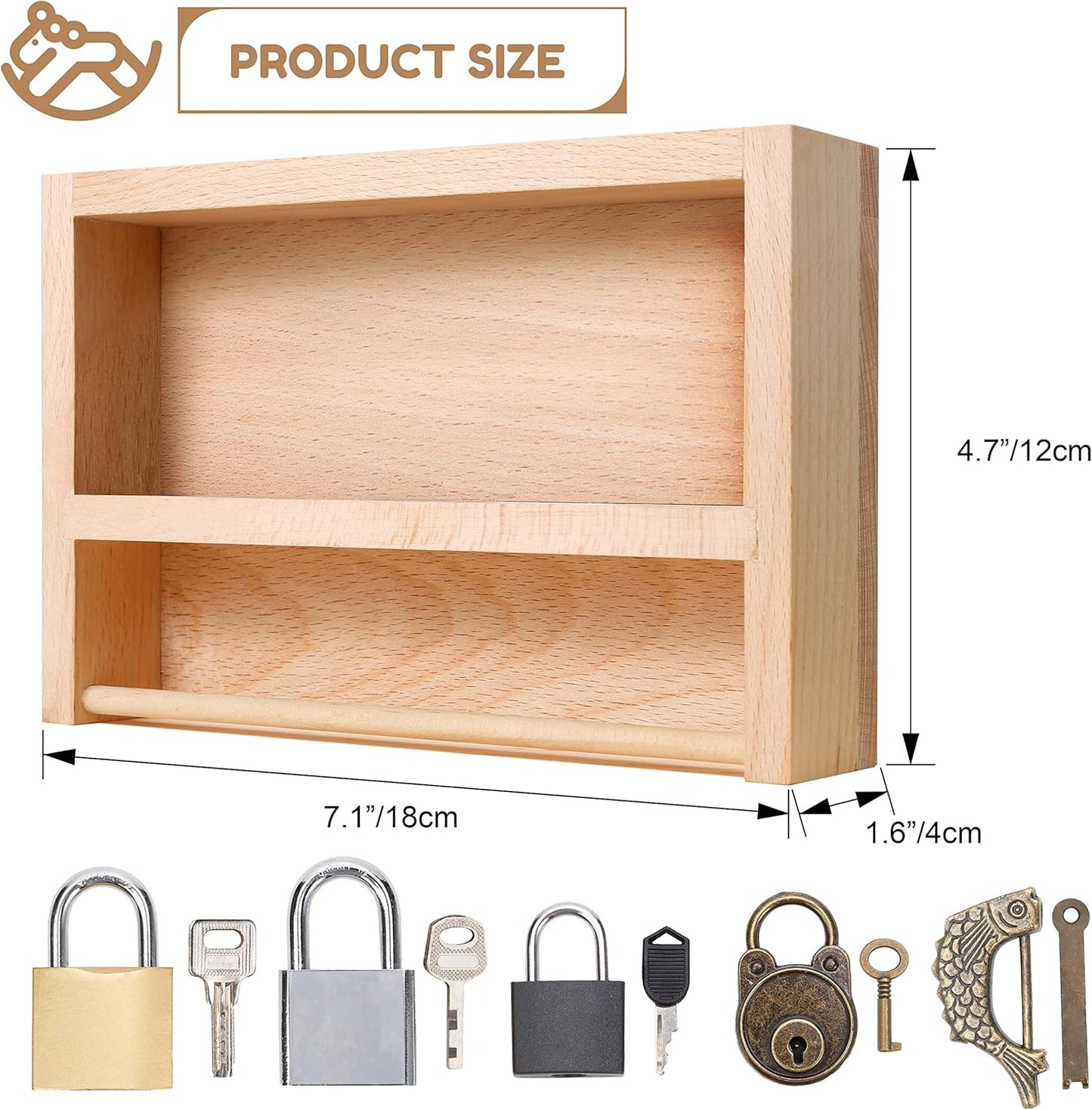 Woodtoe 8 PCS Montessori Lock and Key Toy, Montessori Toys for Toddlers 3 4 5 Year Old, Kids Tool Set, Montessori Materials Preschool Learning Toy, Fine Motor Skill, Educational Toys for Boy Girl 3-6