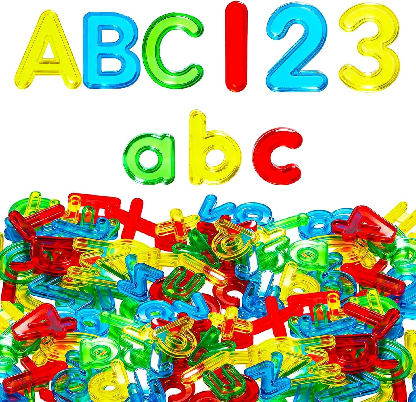 67 Pcs Plastic Practice Set Transparent Letters and Numbers Include Uppercase Letters Lowercase Letters and Numbers Colorful Plastic Letters and Numbers for Kids Counting and Spelling, Ages 3+
