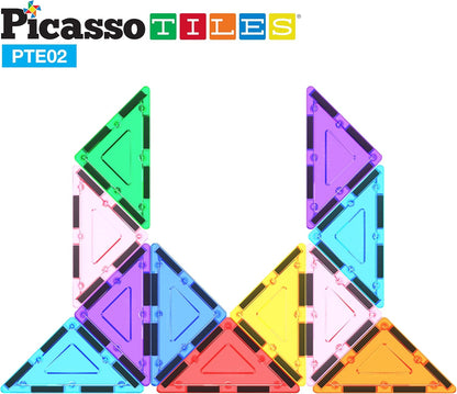 PicassoTiles 4pcs Magnetic Building Block Large Square Shape Magnet Tiles Construction Toy STEM Learning Kit Educational Playset Playboard Pretend Play Stacking Blocks Child Brain Development PTE09