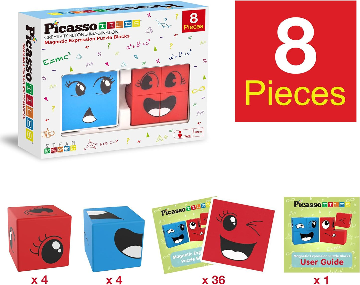 PicassoTiles Magnetic Cube Puzzle 7-in-1 Dinosaur Theme Pattern Magnet Mix Match Building Cubes Toy Set Kids Ages 3 & Up Preschool Children Promote Problem Solving Skills PMC10
