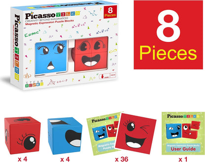 PicassoTiles Magnetic Cube Puzzle 7-in-1 Dinosaur Theme Pattern Magnet Mix Match Building Cubes Toy Set Kids Ages 3 & Up Preschool Children Promote Problem Solving Skills PMC10