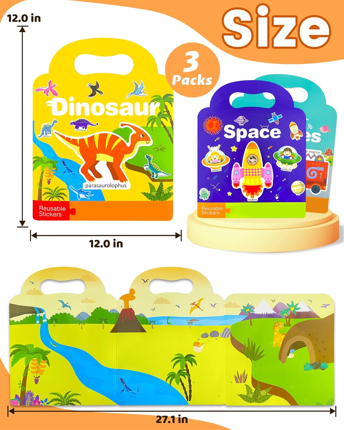 Walenced Reusable Sticker Book for Toddlers, Stickers for Kids, Toddler Sticker Book, Toddler Craft Activities, Toddler Travel Toys Ages 3 and Up Boy Girl Birthday Gifts