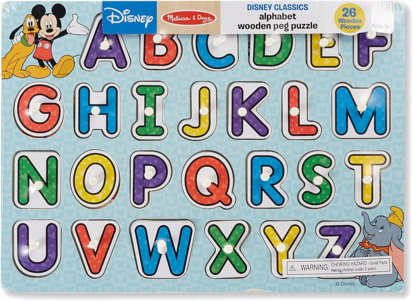 Melissa & Doug Disney Classics Alphabet Wooden Peg Puzzle (26 pcs)