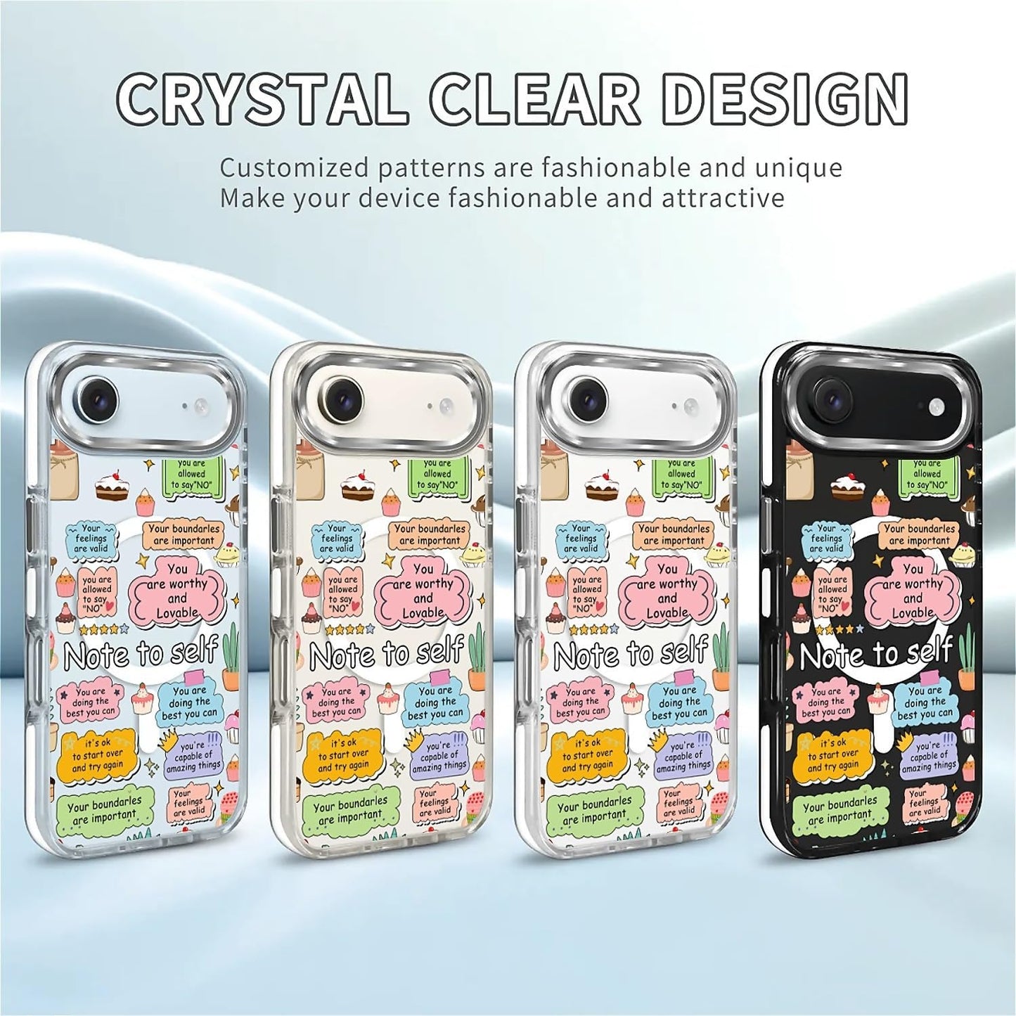 for iPhone 17 Pro Max Case [Compatible with Magsafe],Girls Women Clear Magnetic Case Silicone Shockproof Protective Cover with Pattern Colorful Motivational Letters