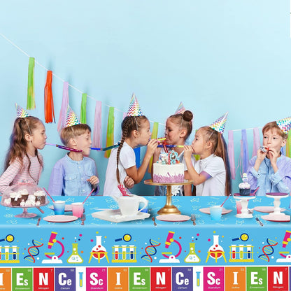 chiazllta Set of 3 Science Tablecloth Party Supplies Mad Sciencist Theme Birthday Party Decorations Laboratory Party Table Covers for Kids 108 x 51 inch Little Scientist Party Decorations
