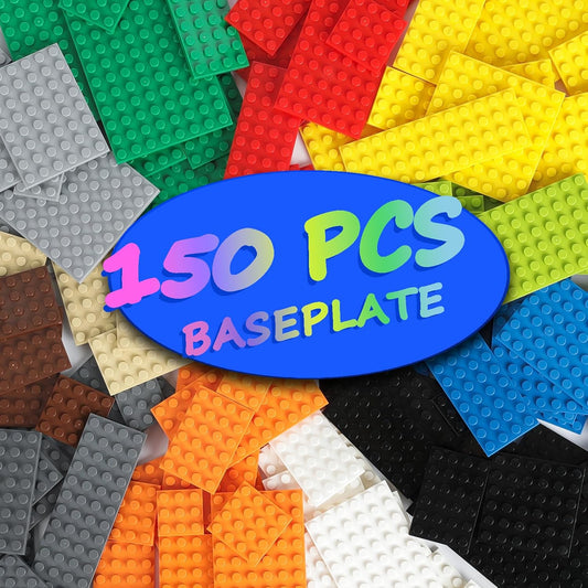 HUIZDQ 8 Pack Classic Baseplates Building Base Plates for Building Bricks 100% Compatible with Major Brands-Baseplates 10" x 10", Multicolor