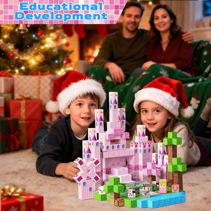 Annexfun Magnetic Blocks - 100PCS Building Blocks Unicorn Cubes - Toys for Montessori Toddler Christmas Birthday Gifts - STEM Sensory Toys for 3 4 9 10 Year Old Girl