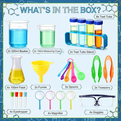 Copkim 39 Pcs Science Kits for Kids Educational Lab Science Experiments Early Learning Set Include Beakers and Test Tubes Droppers for Boys and Girls Birthday Party Gift
