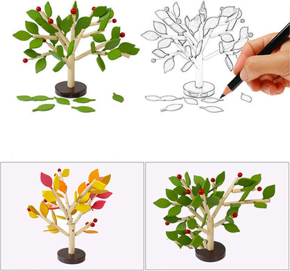 Green+Yellow Early Childhood Building Blocks Wooden Assembling Tree Combination Boys and Girls DIY Disassembly Puzzles Educational Toys Home Office Decoration