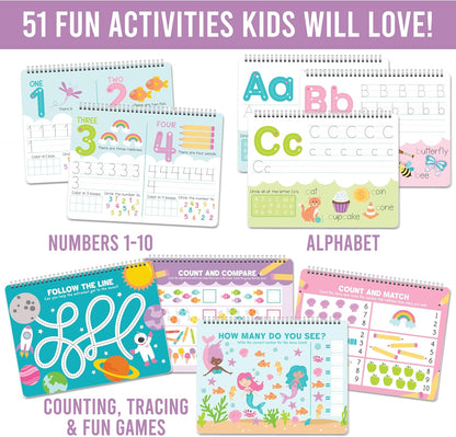 Hadley Designs ABC Tracing Books for Kids Ages 3-5 - Preschool Learning Activities, Dry Erase Writing Practice for Kids, Reusable Alphabet Letter Tracing PreK Workbooks Age 4-5, Pre K Graduation Gifts