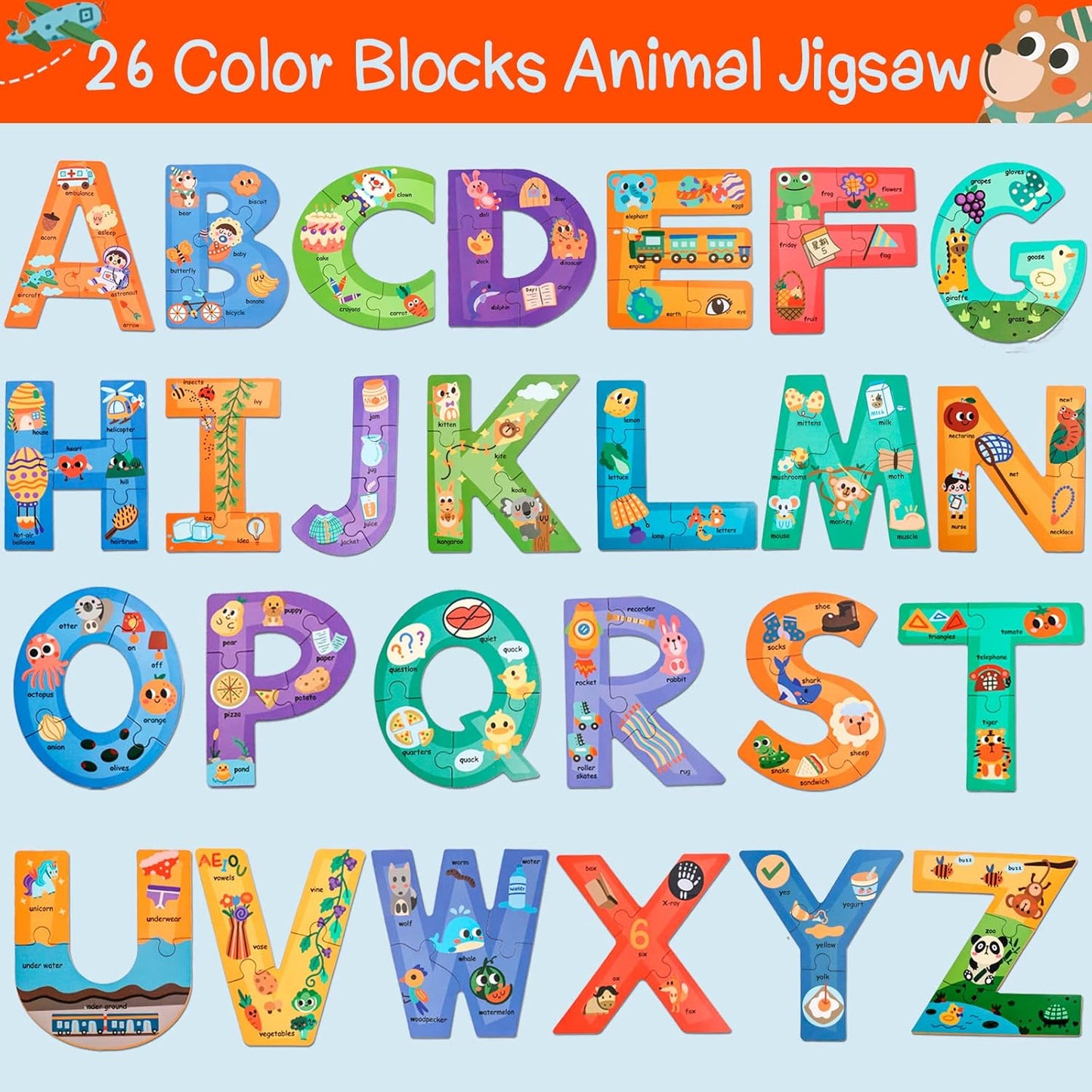 Wooden Floor Puzzles for Kids,Montessori Preschool Educational Learning Number Puzzle & Animal Puzzle Matching Games Easter Basket Stuffers Gifts for Boys Girls Ages 3+