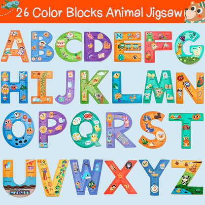 Wooden Floor Puzzles for Kids,Montessori Preschool Educational Learning Number Puzzle & Animal Puzzle Matching Games Easter Basket Stuffers Gifts for Boys Girls Ages 3+