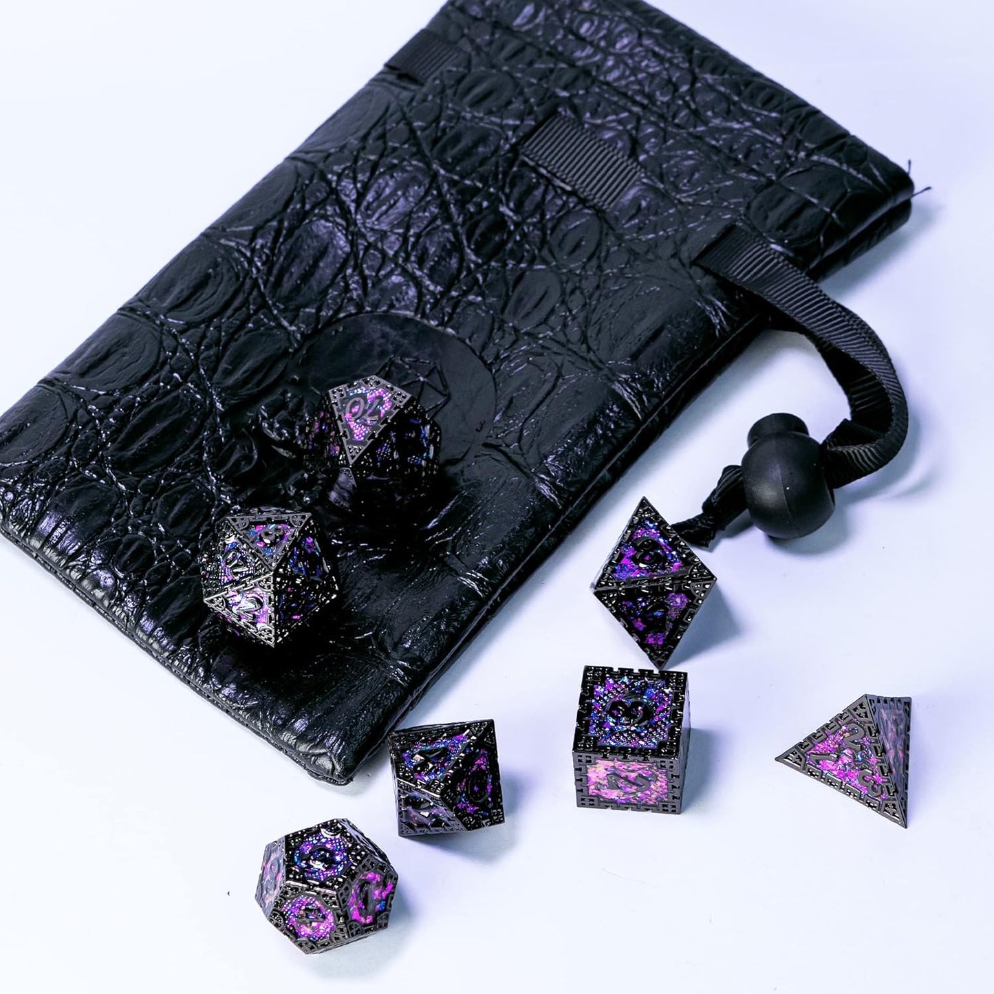 UDIXI Steampunk Metal Dice Set, 7 Die Polyhedral DND Dice Set for D&D Role Playing Game and Math Teaching (Ancient Copper)