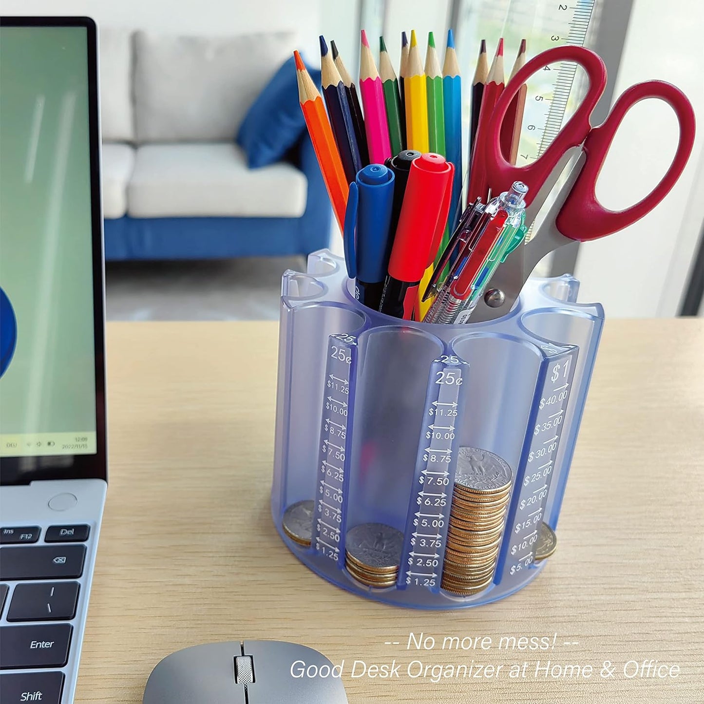 Byteen8 Coin Counter Change Sorter｜Pen & Pencil Holder as Desk Organizer｜Piggy Bank for Adults & Kids｜Coin Bank & Wrappers store 500pcs｜Creative Gifts for Kids & Family｜Easy to use