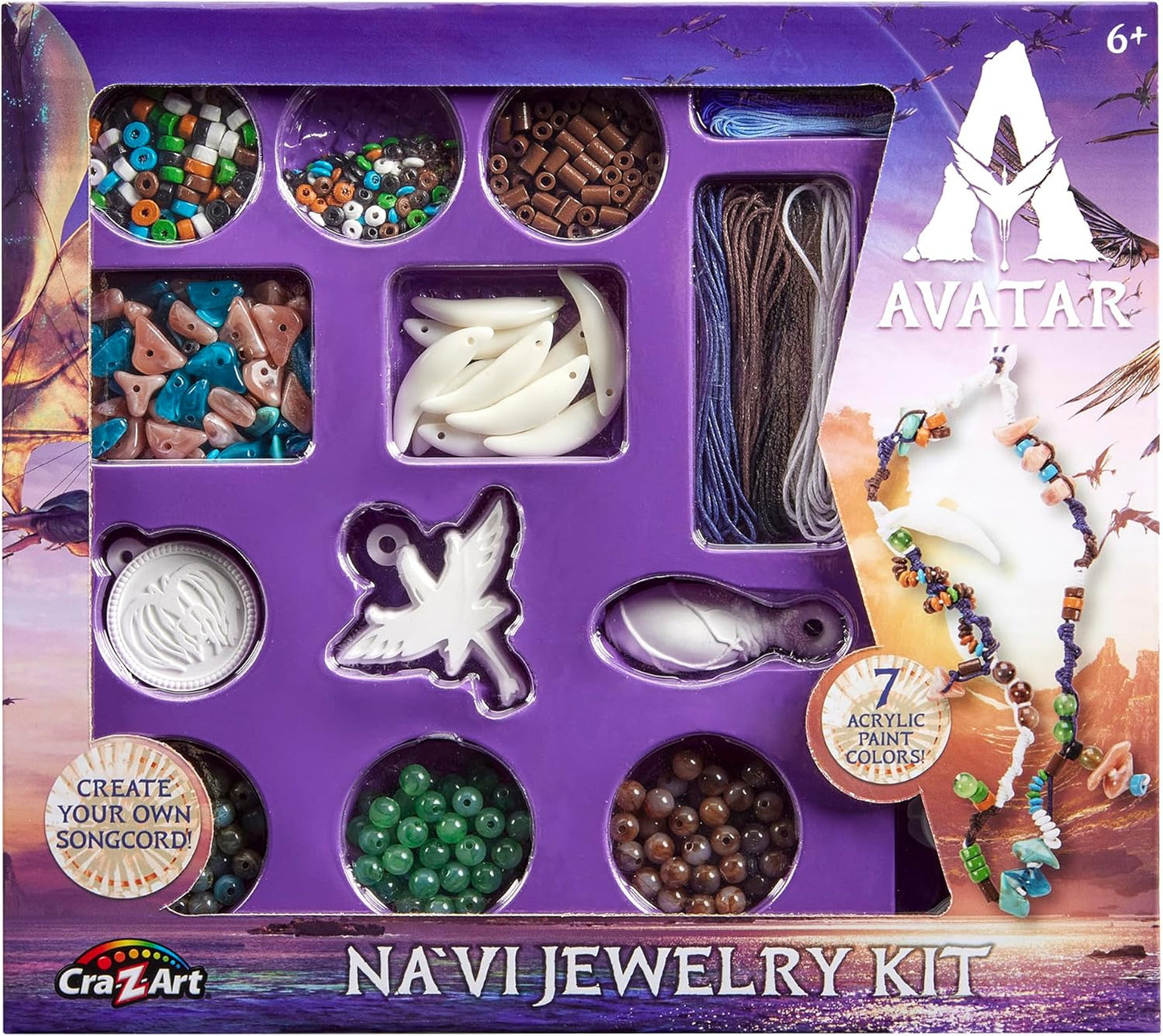 Cra-Z-Art Avatar Na’vi Jewelry Making Kit, Make Your Own Bracelets, Necklaces & Songcord, Beads, Charms, Threads & Paints, Creative Craft Kit for Kids Ages 6+