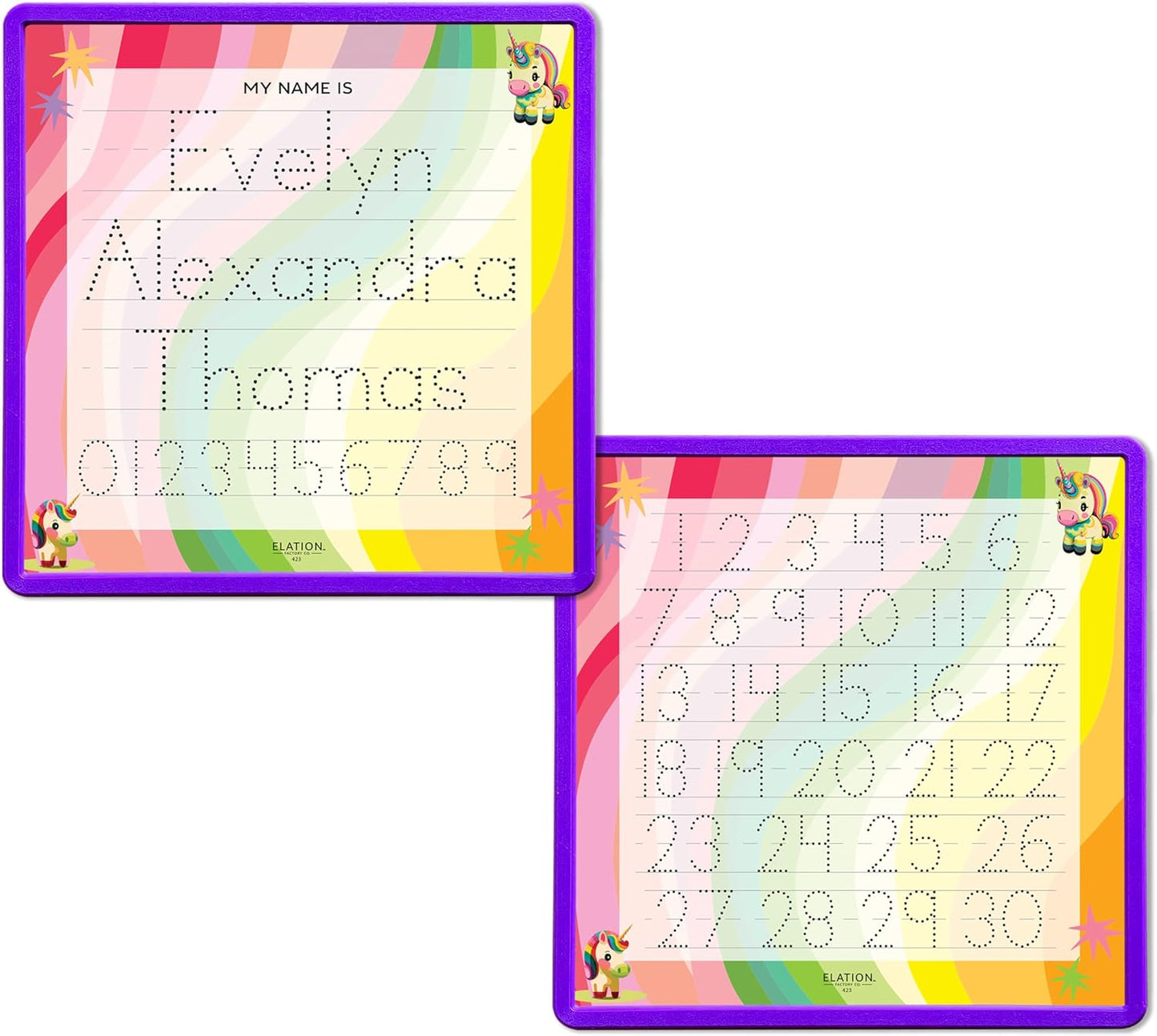 Kid's Name Tracing Board | Dry Erase Letter Tracing | Reusable Name Alphabet Tracing| Number Tracing | Personalized | Baby Unicorn Theme
