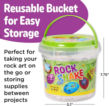 Creativity for Kids Rock Snake Bucket Kit Create 20 Smooth Stones into a Colorful Rock Snake Fun DIY Craft & Outdoor Art Activity for Kids (Ages 6+)