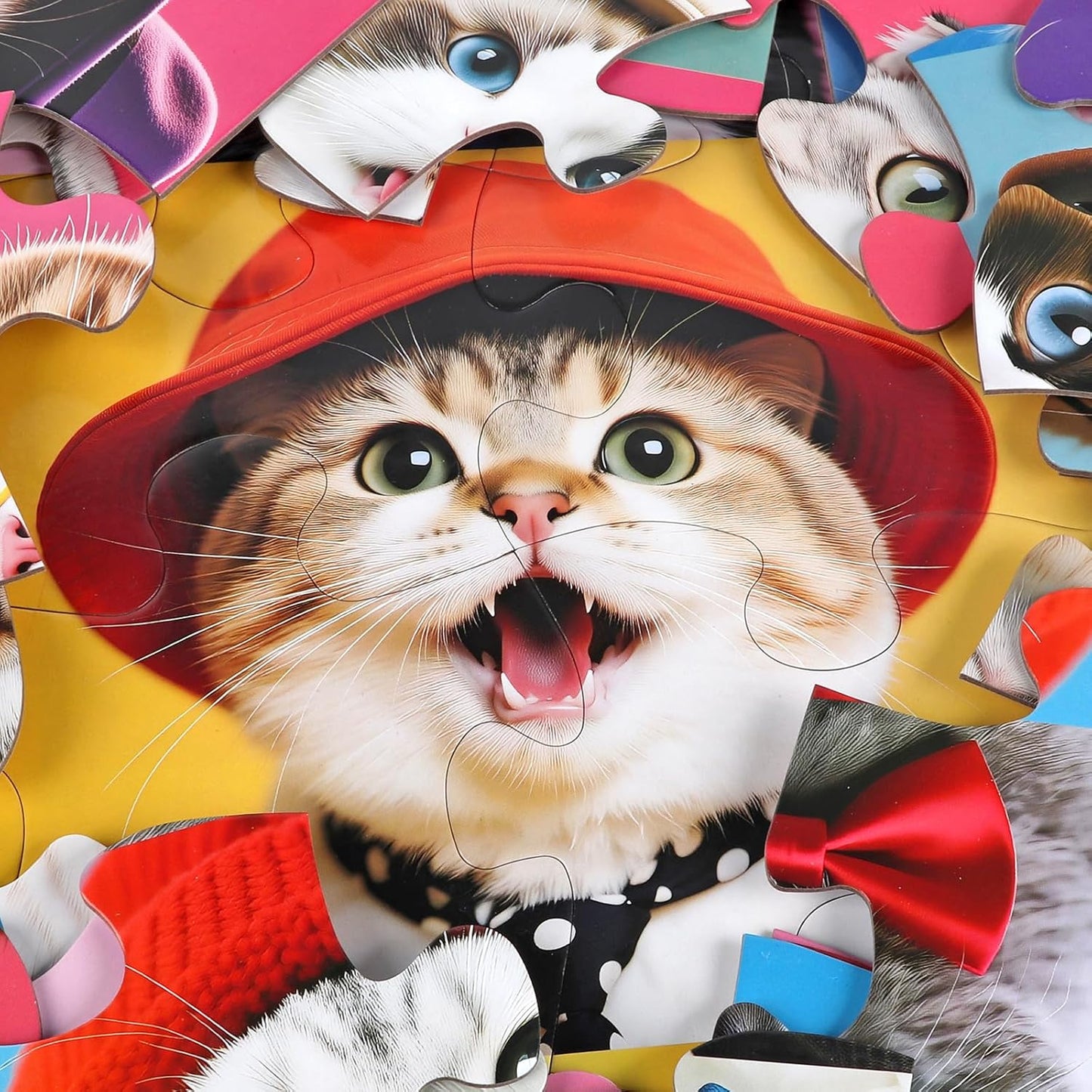 Jumbo Floor Puzzle for Kids,48 Piece Cat Jigsaw Puzzles,Pet Learning Educational Toys for Toddlers Ages 3-5,Children Easter Gift for Boy Girl Ages 4-8