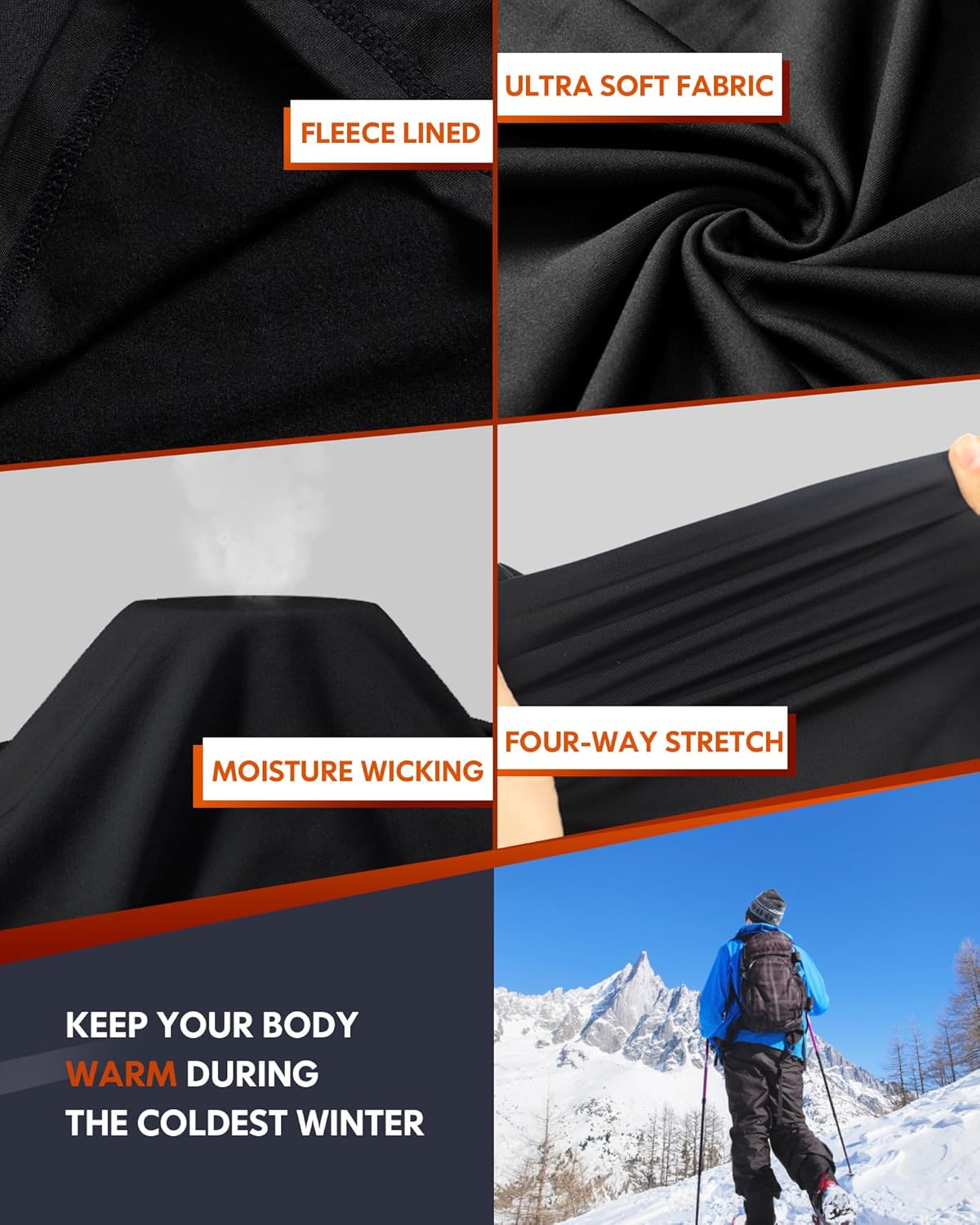 CL convallaria Thermal Underwear Long Johns Set Mens Winter Gift Hunting Gear Sport Base Layer Bottom Top - Colors A