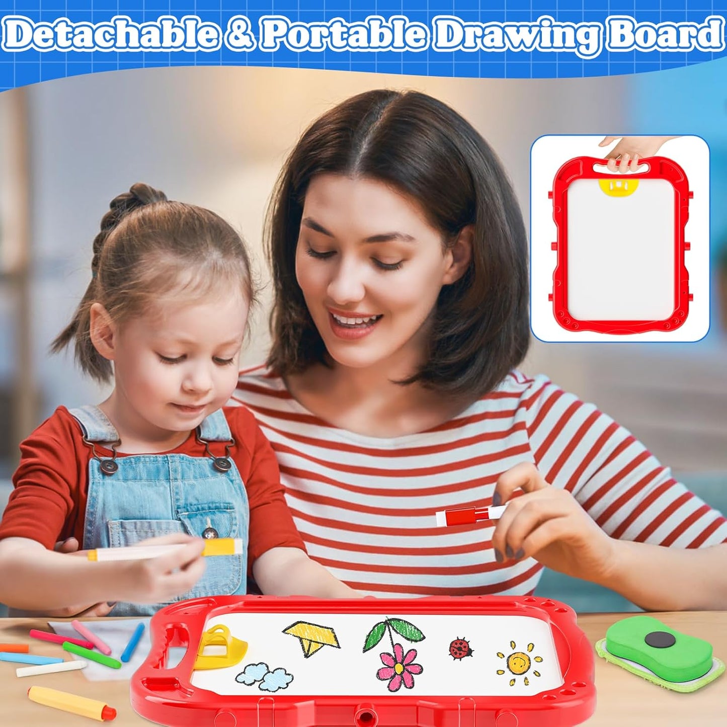 Chalk Board Easel for Kids Toys,Double-Sided Magnetic Kids Chalkboard and Dry Erase Boards,Toddler Toys for 3 Year Old Boy Gift,Art Easel Learning Educational Toy for 3 4 5 Years Old Boys Gift