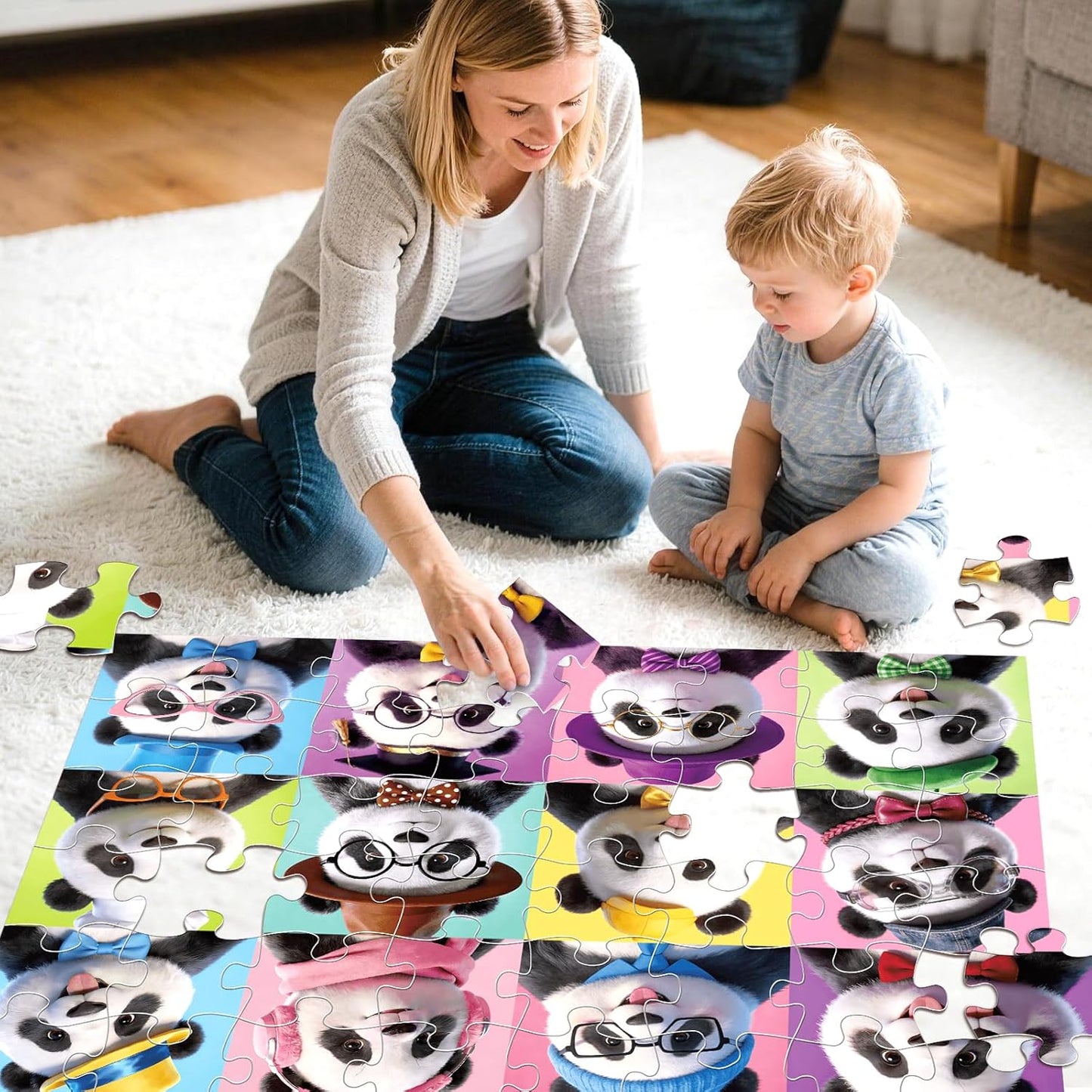 Jumbo Floor Puzzles for Kids Ages 3-5 4-8, 48 Piece Panda Jigsaw Puzzle 23.6"x35.4", Educational Animal Floor Puzzle for Kids Ages 4-6 6-8, Birthday for Boys & Girls