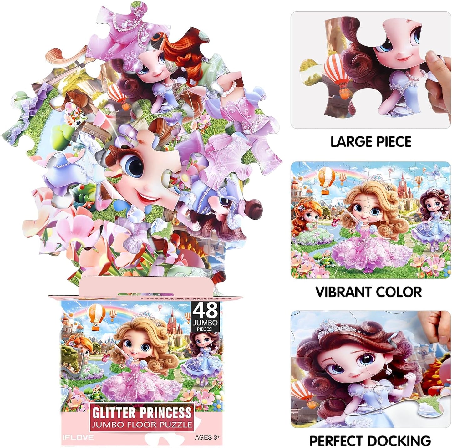 Jumbo Floor Puzzle for Kids,48 Piece Unicorn Large Jigsaw Puzzles,Puzzle for Toddler Ages 3-5,Fun Educational Preschool Learning Toy Easter Gift for Boys & Girls Ages 4-8