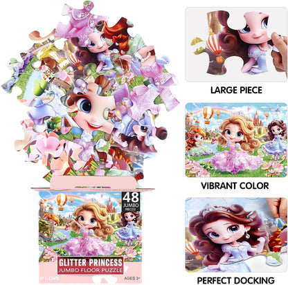 Jumbo Floor Puzzle for Kids,48 Piece Unicorn Large Jigsaw Puzzles,Puzzle for Toddler Ages 3-5,Fun Educational Preschool Learning Toy Easter Gift for Boys & Girls Ages 4-8