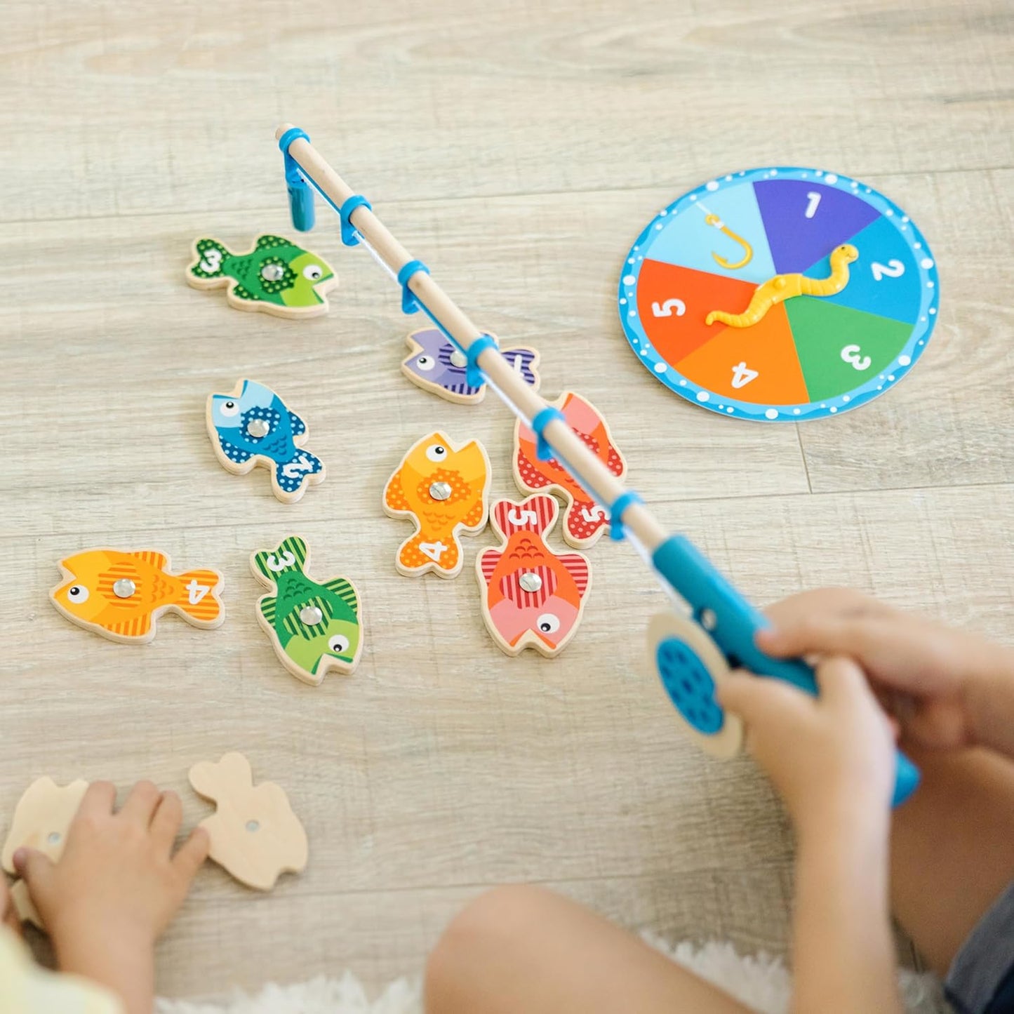 Melissa & Doug Catch & Count Wooden Fishing Game With 2 Magnetic Rods