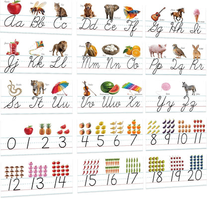 15 Pieces Cursive Alphabet Line Bulletin Board Set Alphabet Classroom Wall Strips Wall Decor for Pre-School Kindergarten Elementary Nursery Homeschool (Cursive)