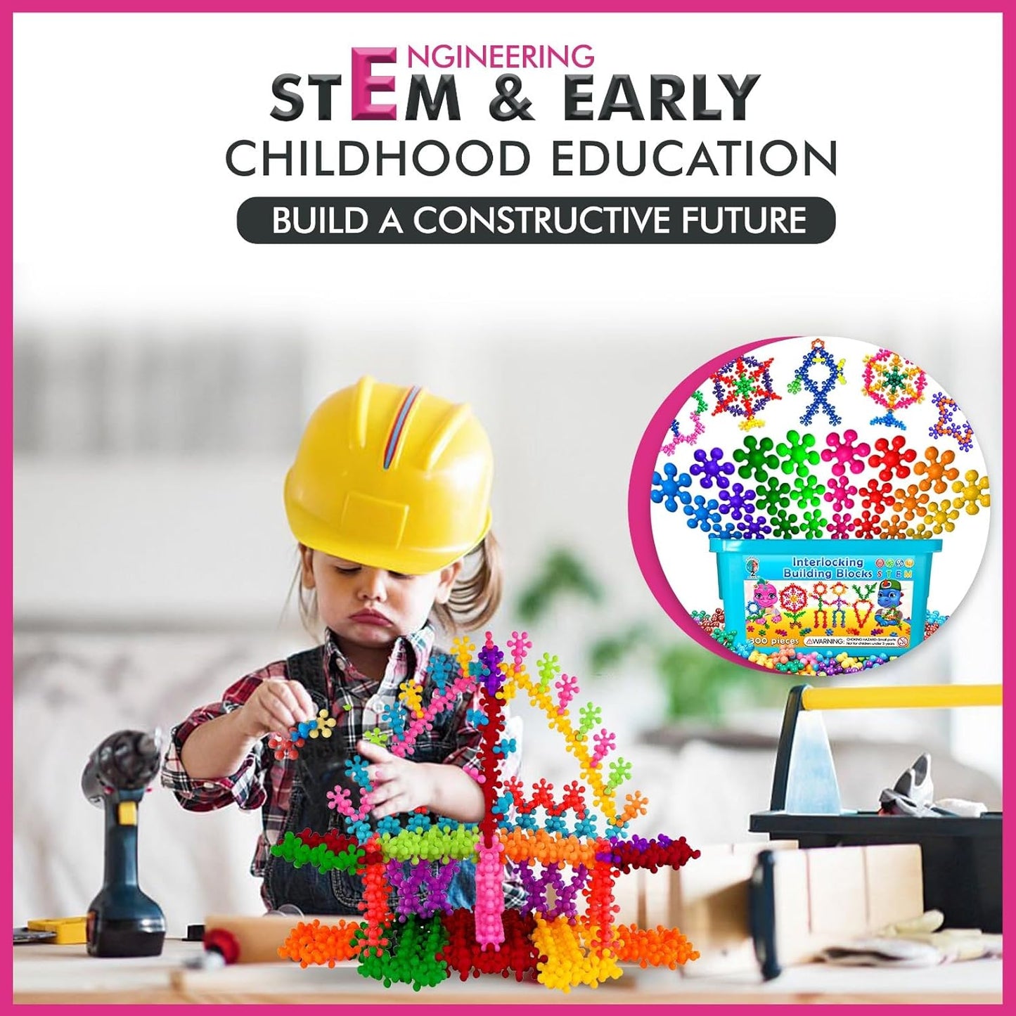Curious 2 Learn 300pcs Pastel Building Blocks STEM Toy – Montessori Interlocking Discs Set for Kids 3+ | Educational Construction Set | Creative Gift for Girls & Boys | Safe, Durable & Colorful