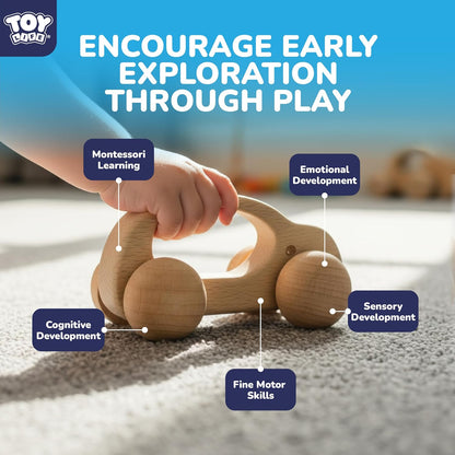 TOY Life Wooden Toys Cars, Montessori Baby Toys 6-12 Months, Wooden Baby Toys Rattle Cars for Toddlers 1-3, Baby Boy Girl Nursery Decor, Montessori Toys for 1 Year Old Boy First Birthday Gift