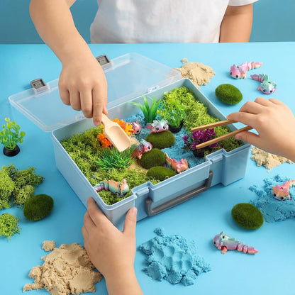 Jenaai Dinosaur Sensory Bin Dinosaur Excavation Archaeology Dig Kit Dino Skeletons Bones Puzzle Game Sandbox Storage with Lid Sand for DIY Making Kit Decoration Gifts Pretend Learning Construction