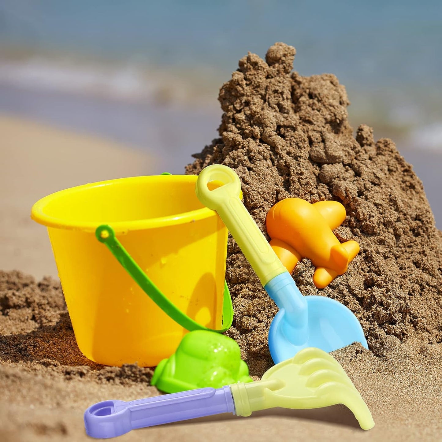 Skylety 8 Pieces Sand Shovels for Kids Colorful Plastic Rake Summer Beach Sand Sifter Shovel for Planting Digging Garden Tool Travel Beach Essentials