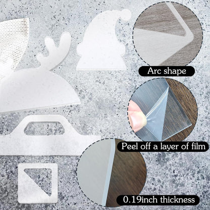 Router Templates, 4pcs Acrylic Charcuterie Board Handle Template, LYMOI Clear Cut Board Thick Handle Template, Angled Curvy Tracing Stencils Cut Guide Tools for Kitchen Woodworking. (Style 1)