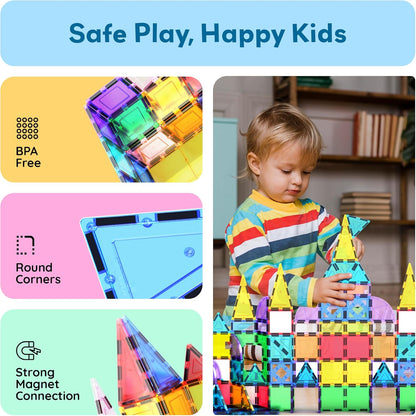 PicassoTiles Magnetic Building Block Set Geometry Shape Magnet Tiles Construction Toy STEM Learning Kit Educational Playset Playboard Pretend Play Stacking Blocks Child Brain Development PT16