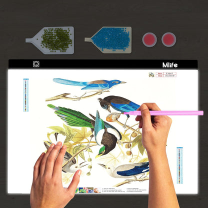 B4 LED Light Pad - Upgraded Diamond Art Light Box Dimmable Tracing Light Board, Sketching, Animation, Drawing Light Box with 4 Fasten Clips