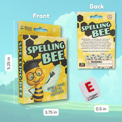TDC Games Spelling Bee – Letter Dice Word Game for Kids and Adults, 26 Alphabet Dice, Fast-Paced Educational Travel Game, 2–8 Players Ages 6+, Vocabulary Builder for Family, School, and Classroom
