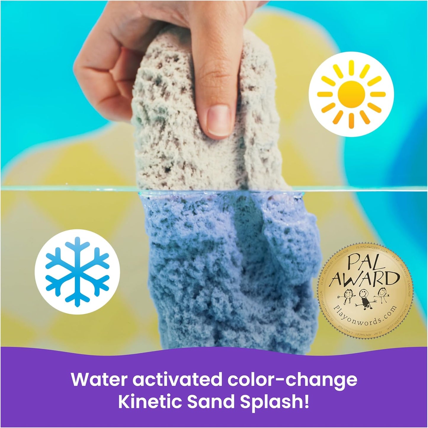 Kinetic Sand, Splash Starter Case with 6oz Color-Change Play Sand, 3 Tools & Molds, Reusable Storage, Sensory Toys, Holiday Gifts & Stocking Stuffers for Kids Ages 3 and up